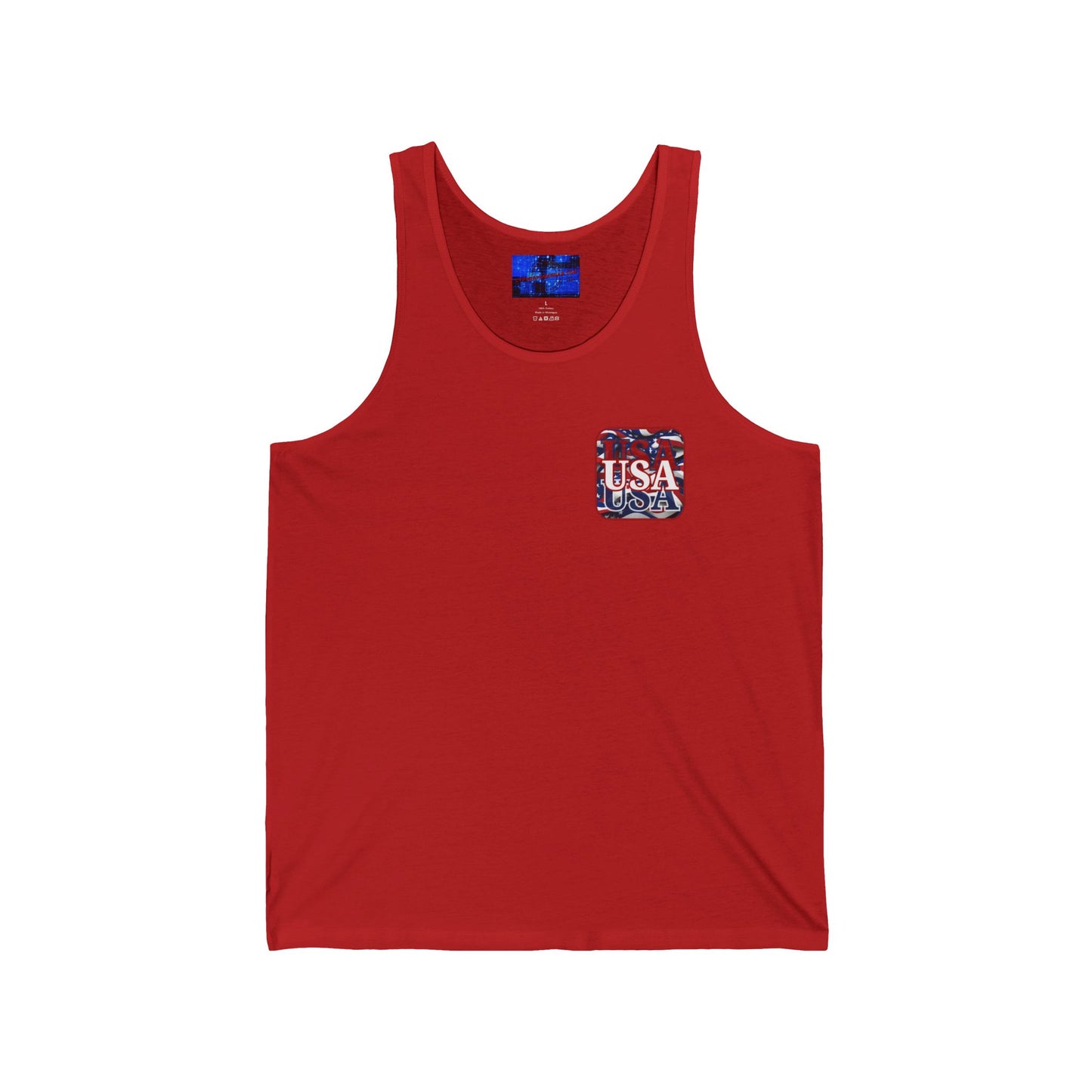 2-sided Red WHITE and Blue USA Patriot Unisex Jersey Tank Top by cypherpunkgear