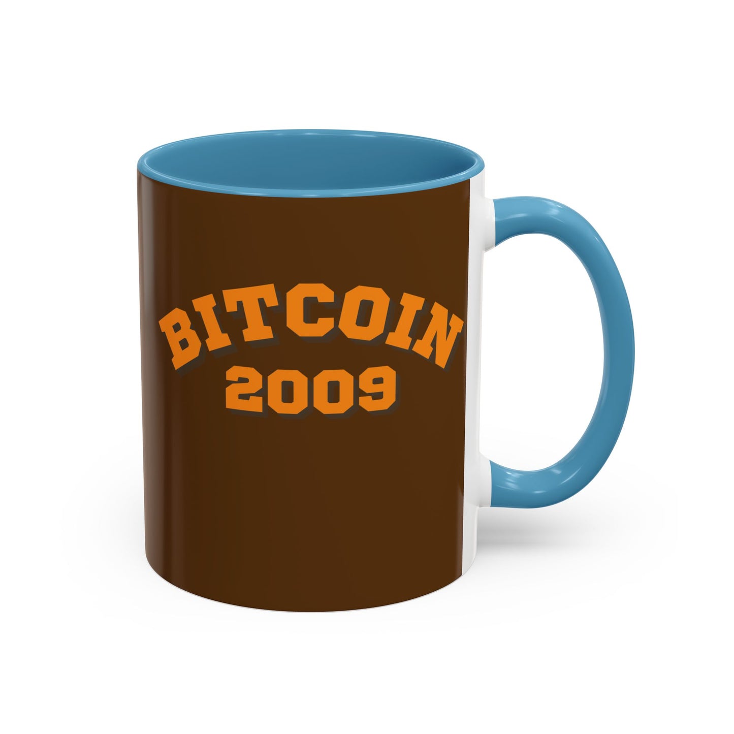 Bitcoin 2009 Brown Accent Mug by cypherpunkgear.com
