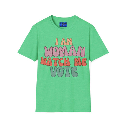 I Am Woman Watch Me Vote DKcolors Unisex T-Shirt by cypherpunkgear.com
