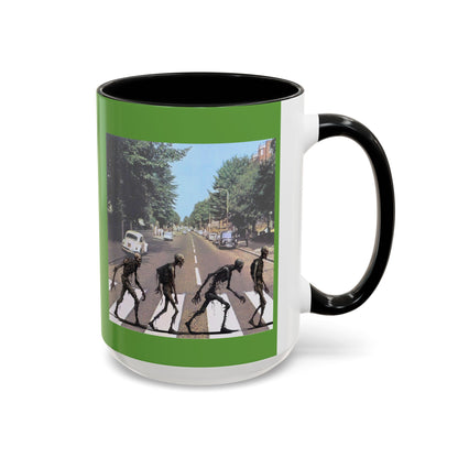 2-sided, Scabby Road Green Accent Mug by CreepyCrafts.boo
