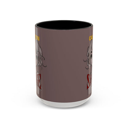 Caution, Savage Grey Accent Mug by cypherpunkgear.com