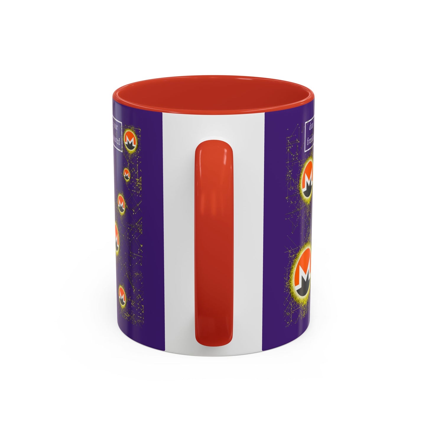 Monero (XMR) don't assume your freedoms are assured Purple Accent Mug by cypherpunkgear.com