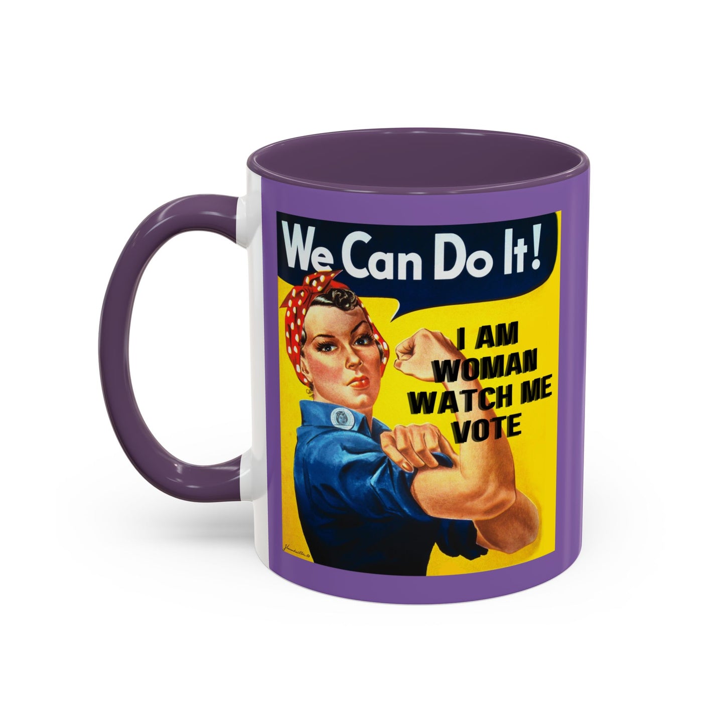 I Am Woman Watch Me Vote Rosie Light Purple Accent Mug by cypherpunkgear.com