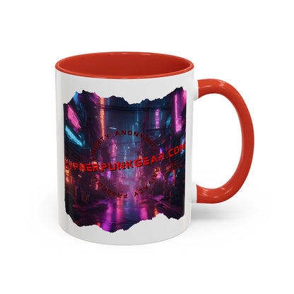 2-sided, cypherpunkgear.com Logo & Cityscape Accent Mug by cypherpunkgear.com