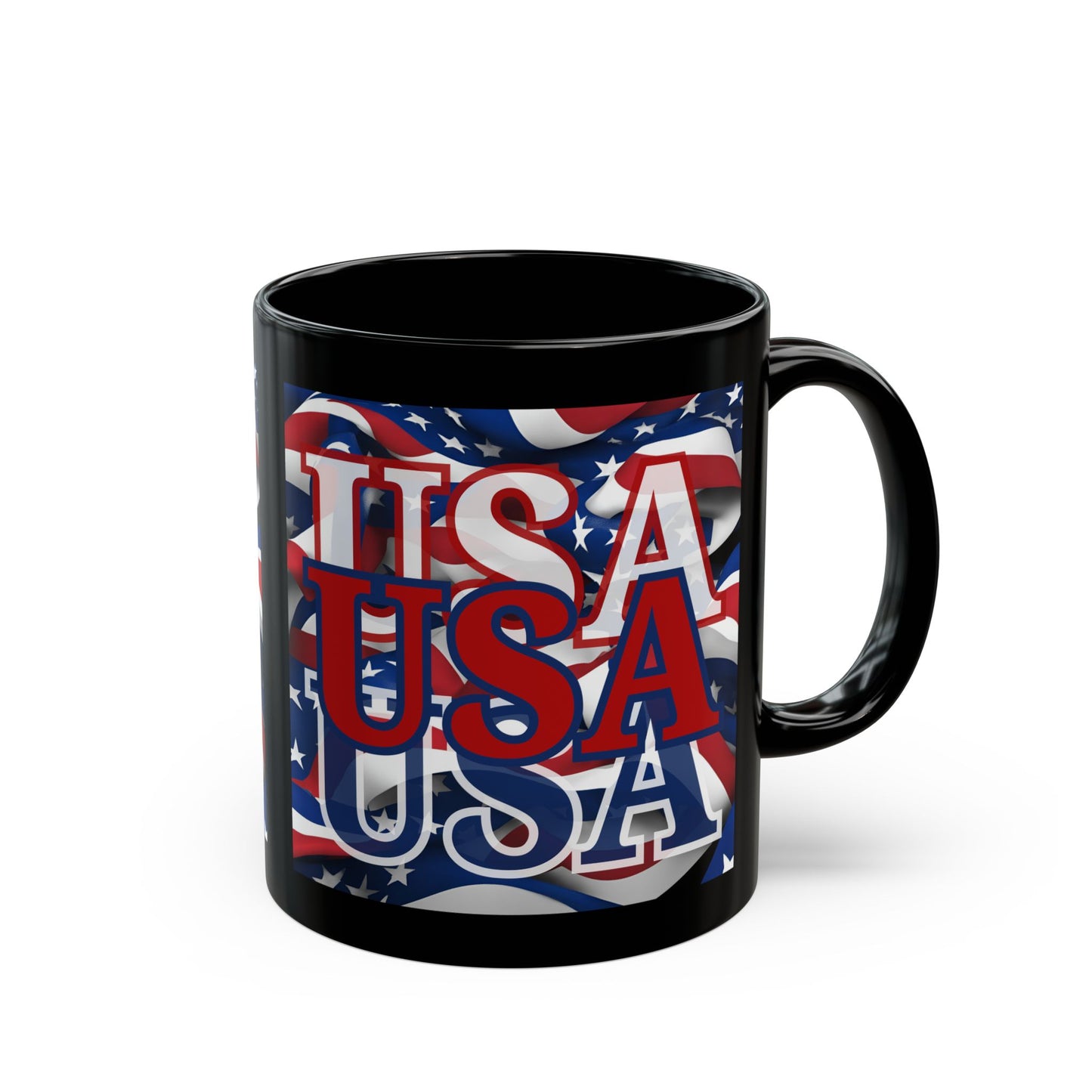 USA Red font Center Patriot Black Mug by cypherpunkgear.com