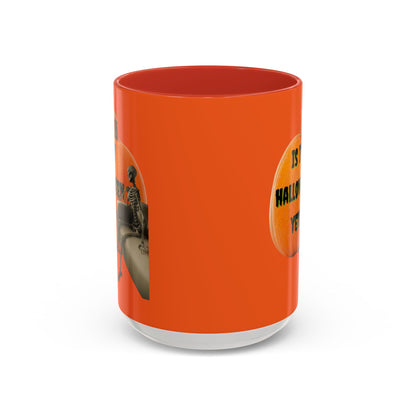 Is it Halloween yet? Skeleton's Giant Pumpkin Orange Accent Mug by CreepyCrafts.boo