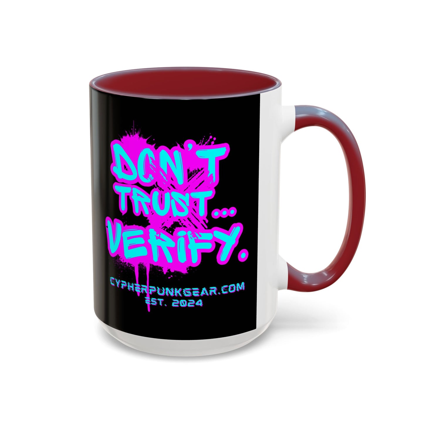 Don't Trust...Verify. Black Accent Mug by cypherpunkgear.com