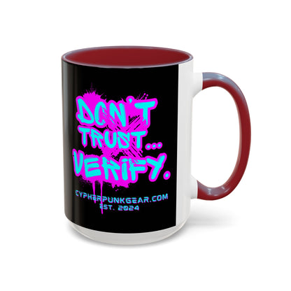Don't Trust...Verify. Black Accent Mug by cypherpunkgear.com