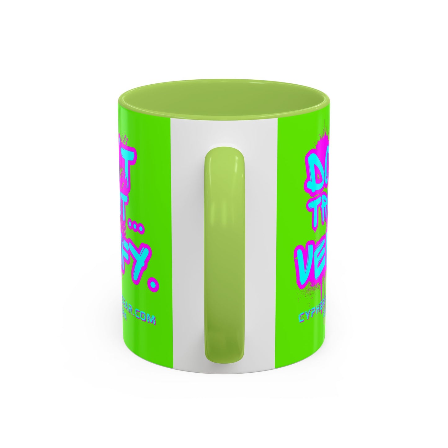 Don't Trust...Verify. Green Accent Mug by cypherpunkgear.com