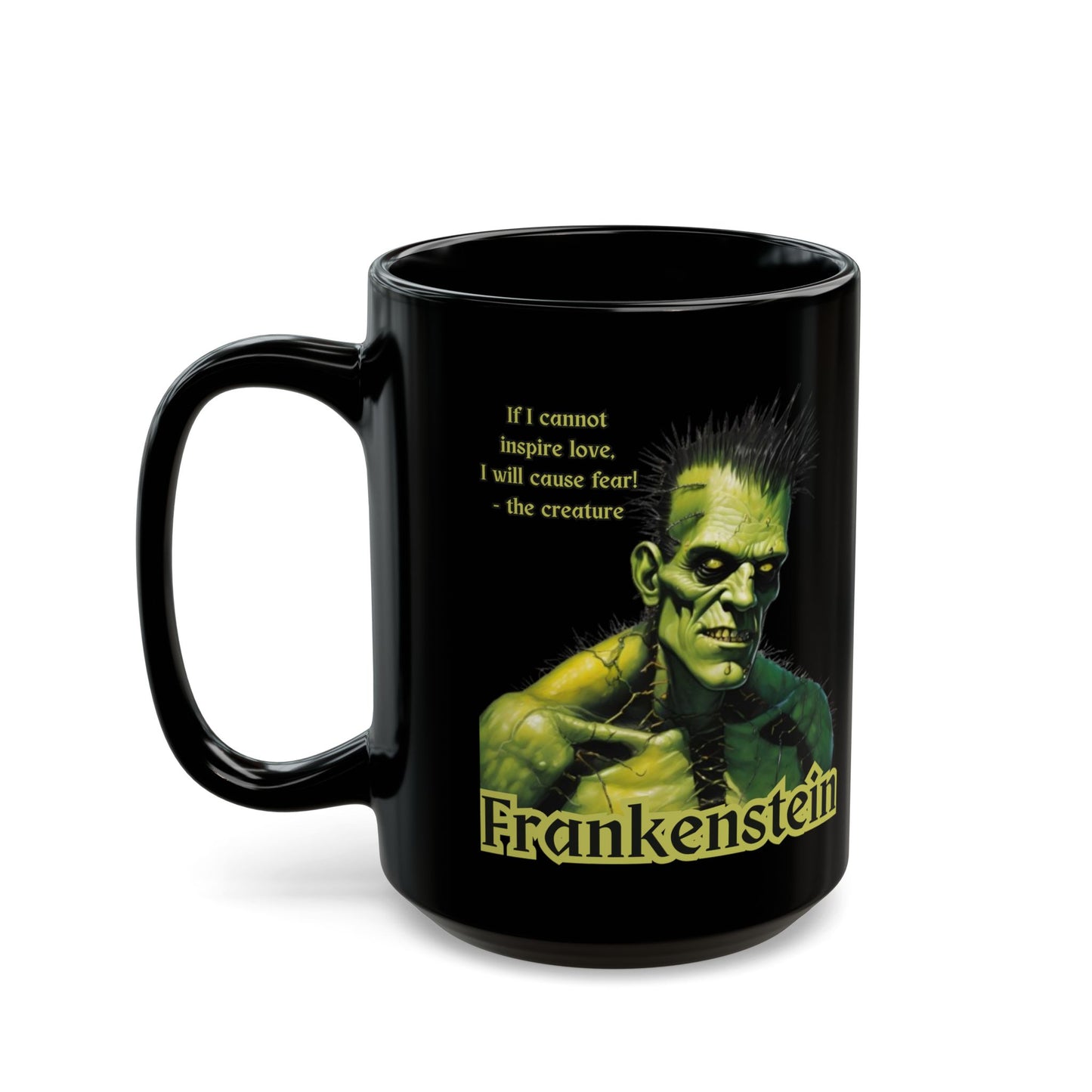 Frankenstein's Creature Black Mug by CreepyCrafts.boo