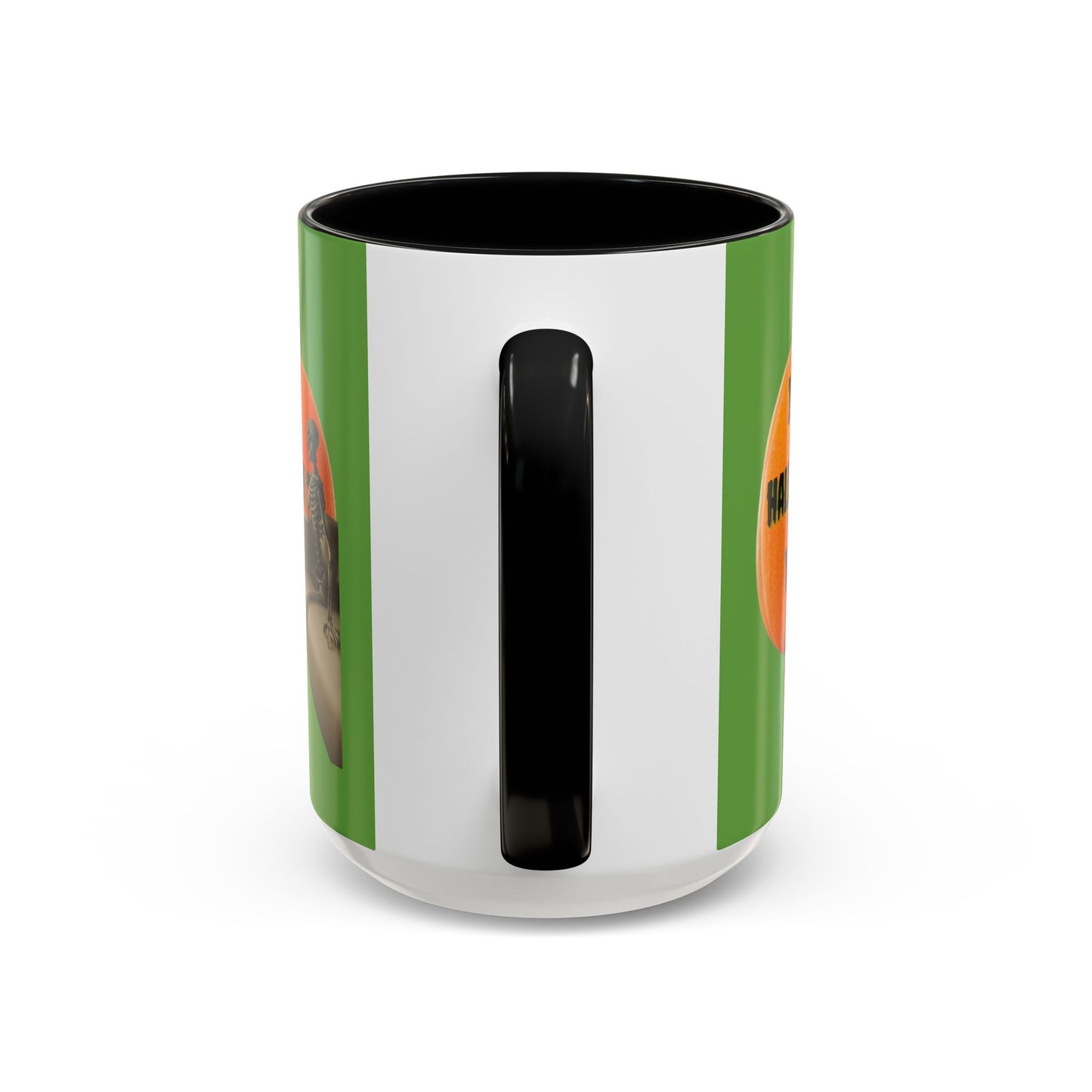 Is it Halloween yet? Skeleton's Giant Pumpkin Green Accent Mug by CreepyCrafts.boo