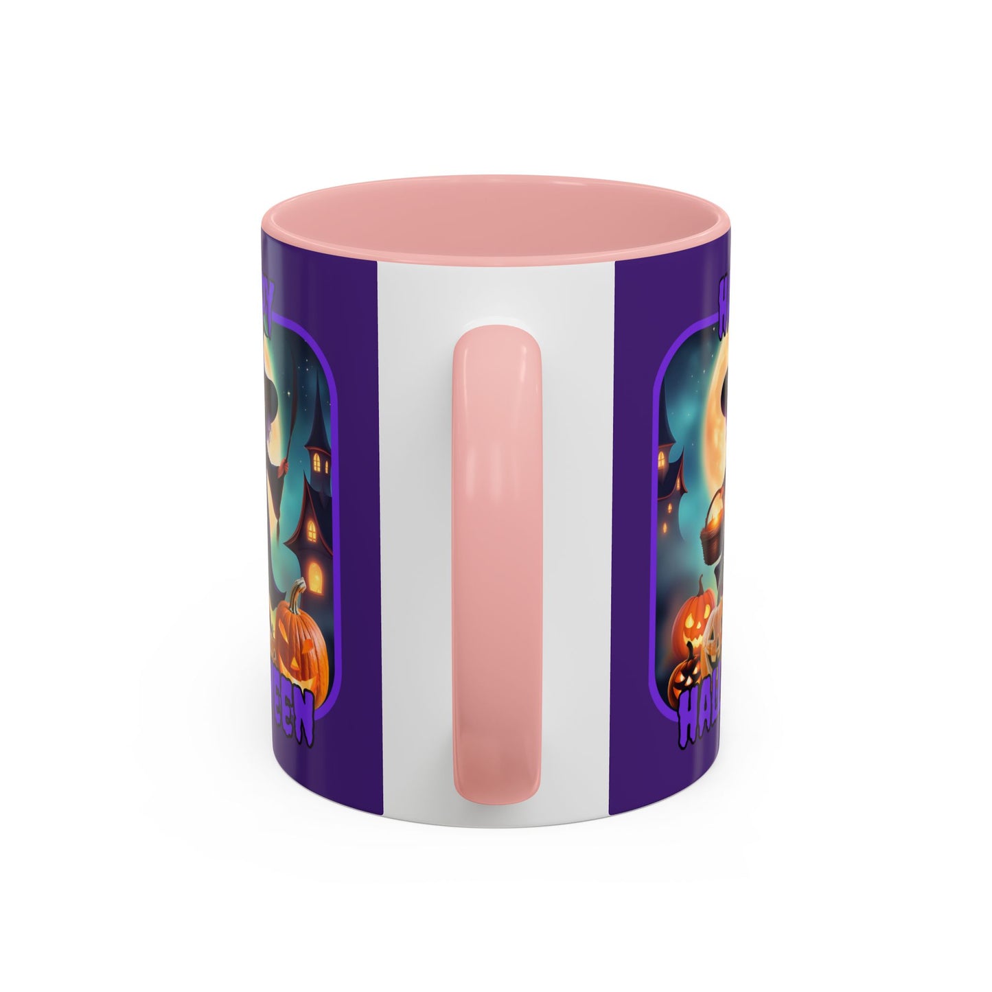 Happy Halloween Little Witch Purple font Purple Accent Mug by CreepyCrafts.boo