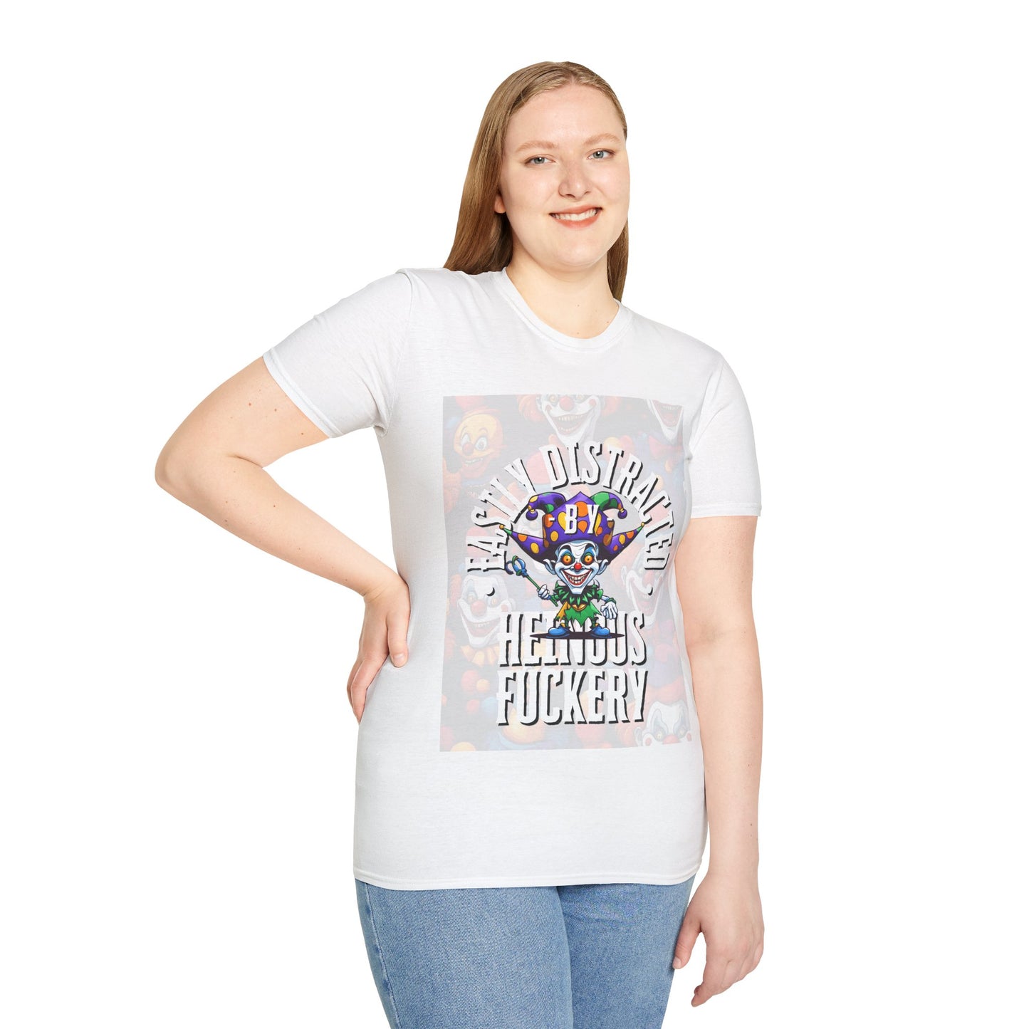 Easily Distracted by Heinous Fuckery Little Jincs Light colors Unisex T-Shirt by cypherpunkgear.com