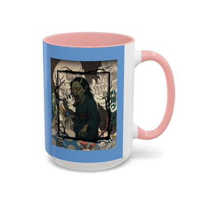 Yōkai Happy Halloween Light Blue Accent Mug by CreepyCrafts.boo