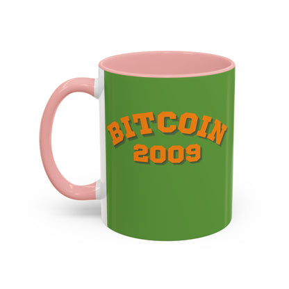 Bitcoin 2009 Green Accent Mug by cypherpunkgear.com