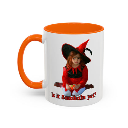 Is it Samhain yet? White Accent Mug by CreepyCrafts.boo
