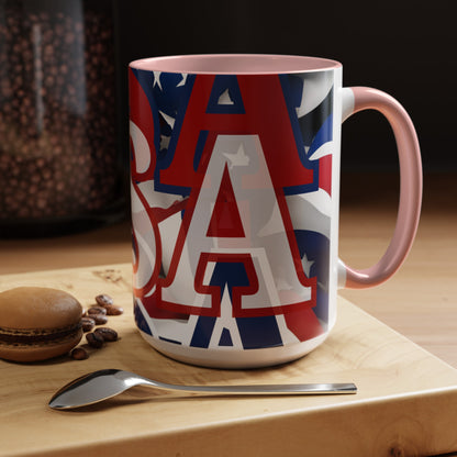 USA! USA! USA WHfont Patriot Accent Mug by cypherpunkgear