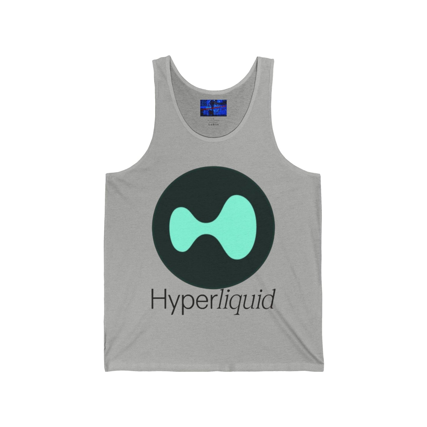 Hyperliquid Black font Unisex Jersey Tank Top by cypherpunkgear.com