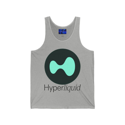 Hyperliquid Black font Unisex Jersey Tank Top by cypherpunkgear.com