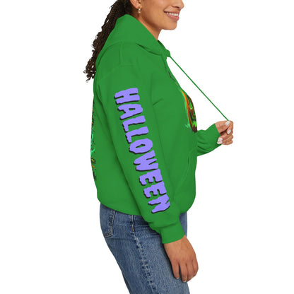Happy Halloween Green Jack Hoodie Unisex Hooded Sweatshirt by CreepyCrafts.boo