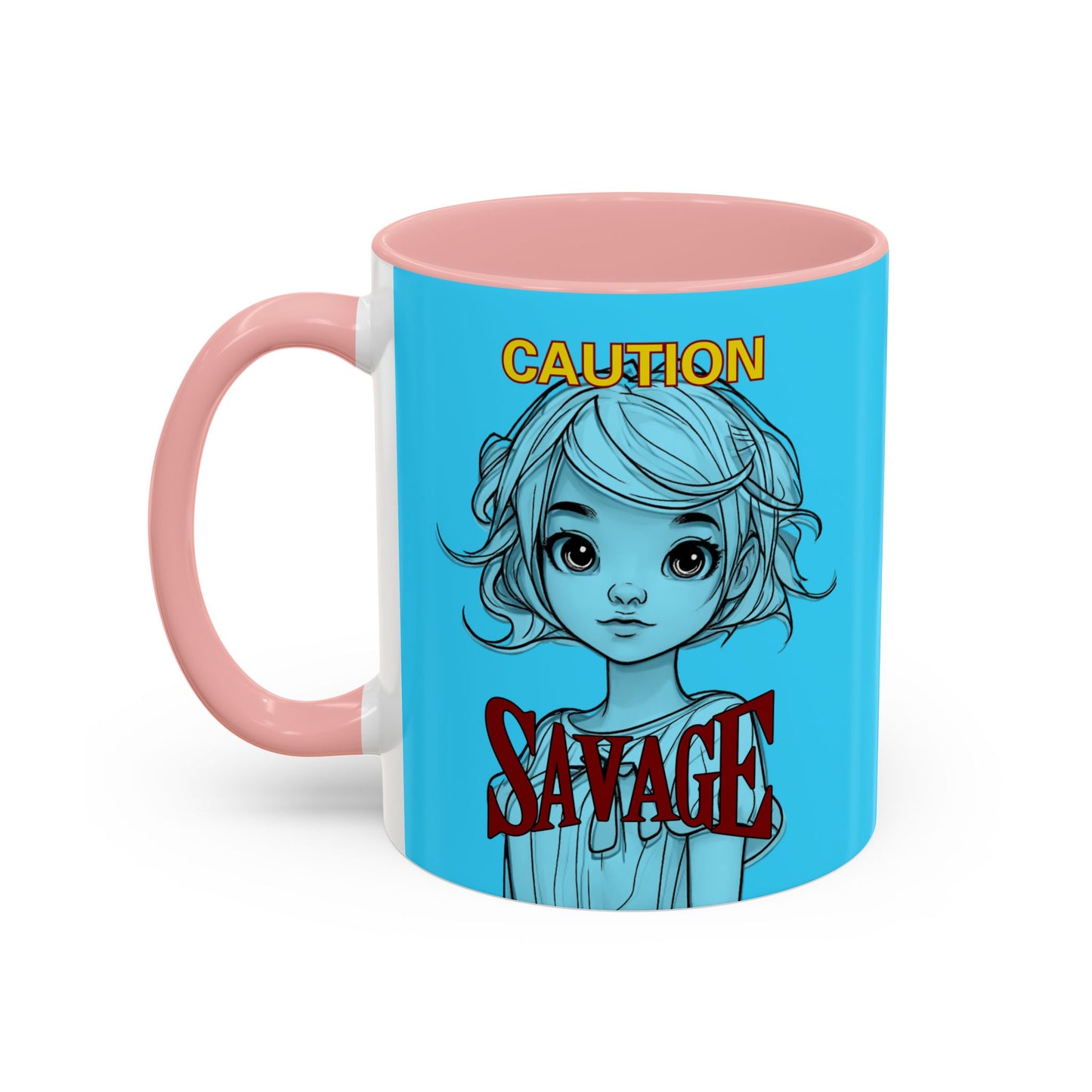 Caution, Savage Light Blue Accent Mug by cypherpunkgear.com