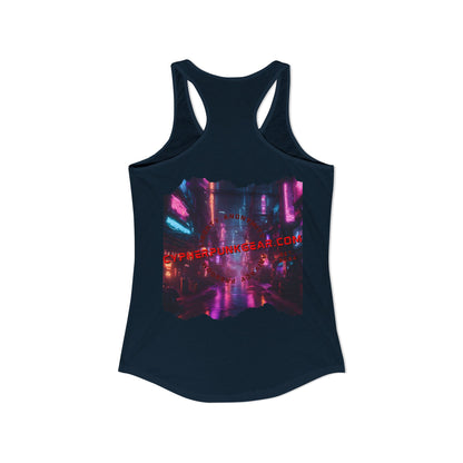 2-sided, cypherpunkgear.com Logo & Cityscape Women's Racerback Tank Top by cypherpunkgear.com