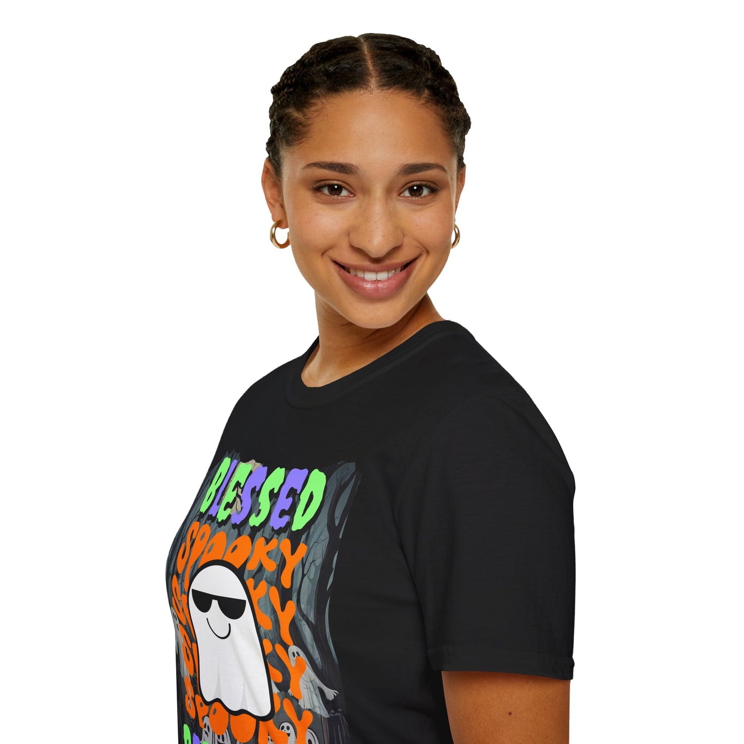 Spooky Blessed Samhain Ghost Mixed font Unisex T-Shirt by CreepyCrafts.boo