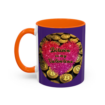 Bitcoin is My Valentine Purple Accent Mug by cypherpunkgear.com