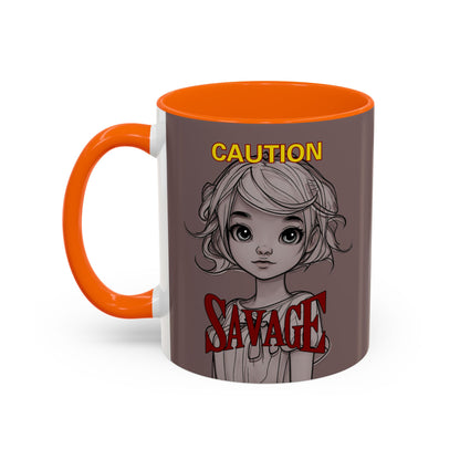 Caution, Savage Grey Accent Mug by cypherpunkgear.com