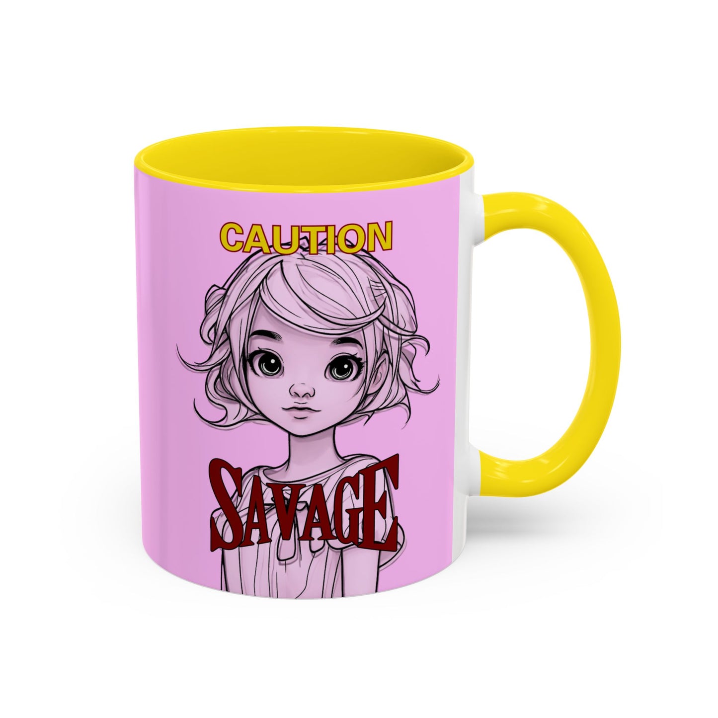 Caution, Savage Pink Accent Mug by cypherpunkgear.com