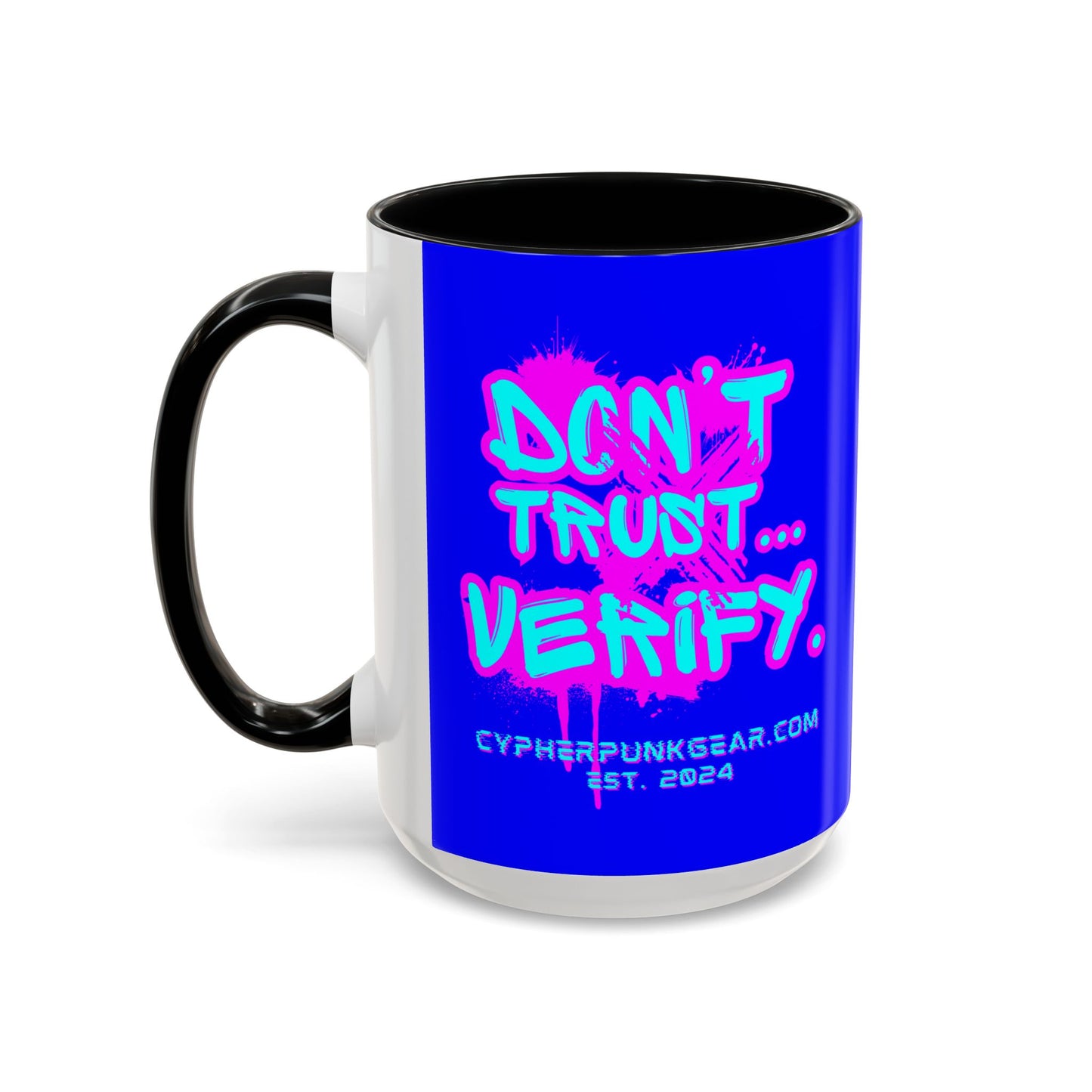 Don't Trust...Verify. Dark Blue Accent Mug by cypherpunkgear.com
