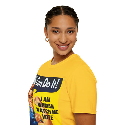 I Am Woman Watch Me Vote Rosie Light colors Unisex T-Shirt by cypherpunkgear.com
