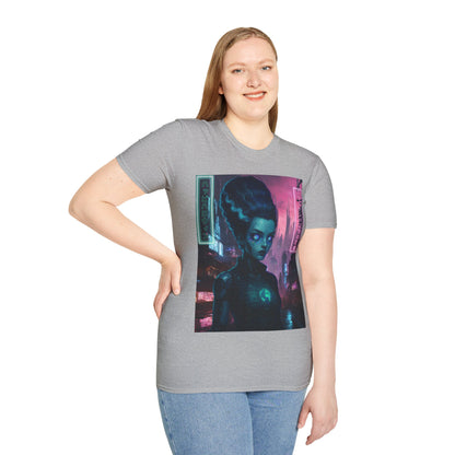 Neon Bride of Frankenstein Light colors Unisex T-Shirt by CreepyCrafts.boo