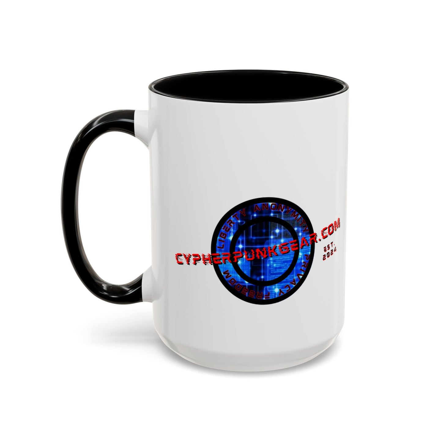 2-sided, cypherpunkgear.com Logo & Cityscape Accent Mug by cypherpunkgear.com