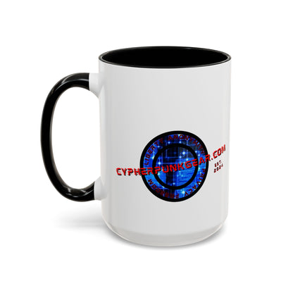 2-sided, cypherpunkgear.com Logo & Cityscape Accent Mug by cypherpunkgear.com
