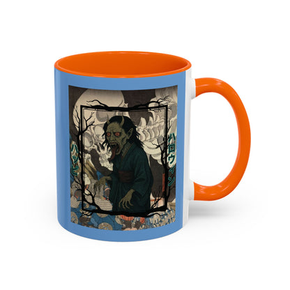 Yōkai Happy Halloween Light Blue Accent Mug by CreepyCrafts.boo