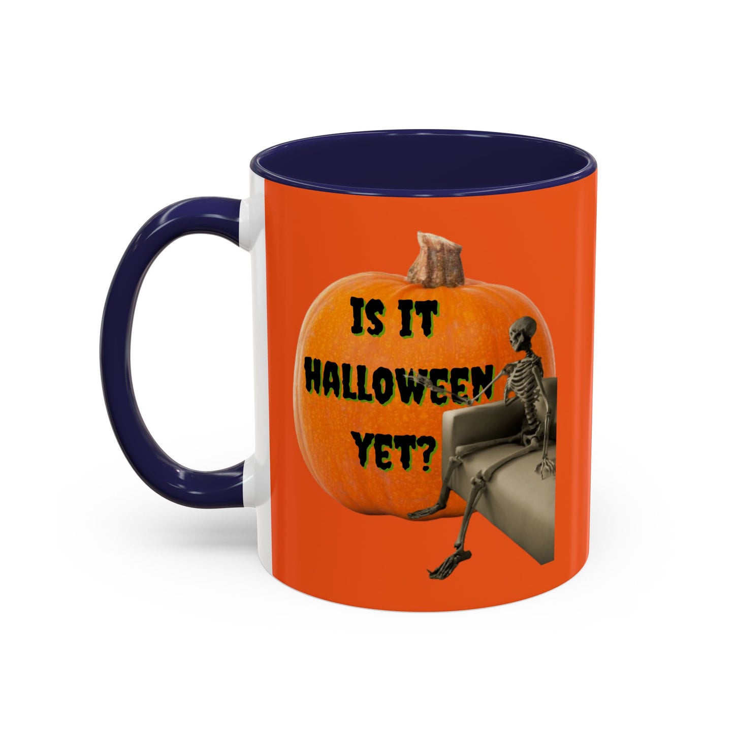Is it Halloween yet? Skeleton's Giant Pumpkin Orange Accent Mug by CreepyCrafts.boo
