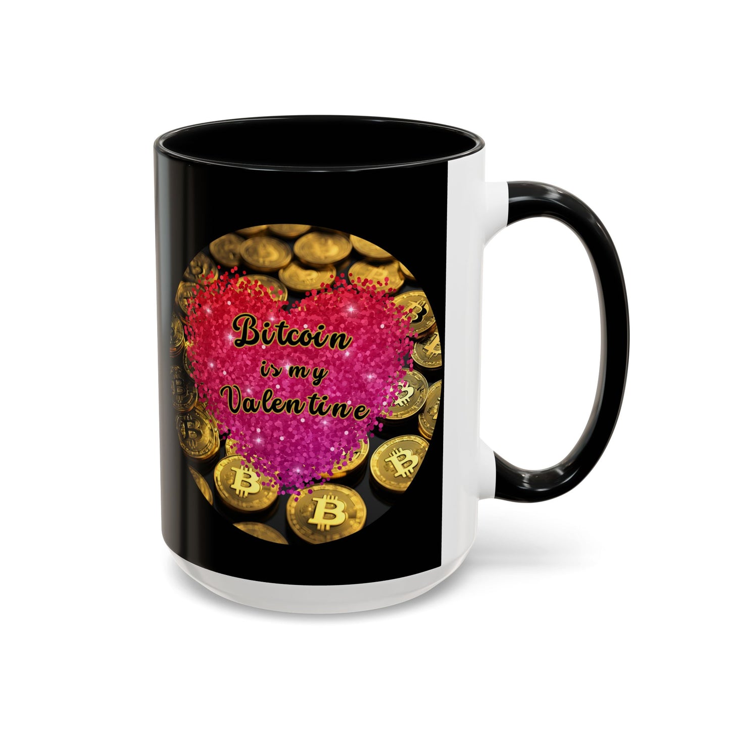 Bitcoin is My Valentine Black Accent Mug by cypherpunkgear.com
