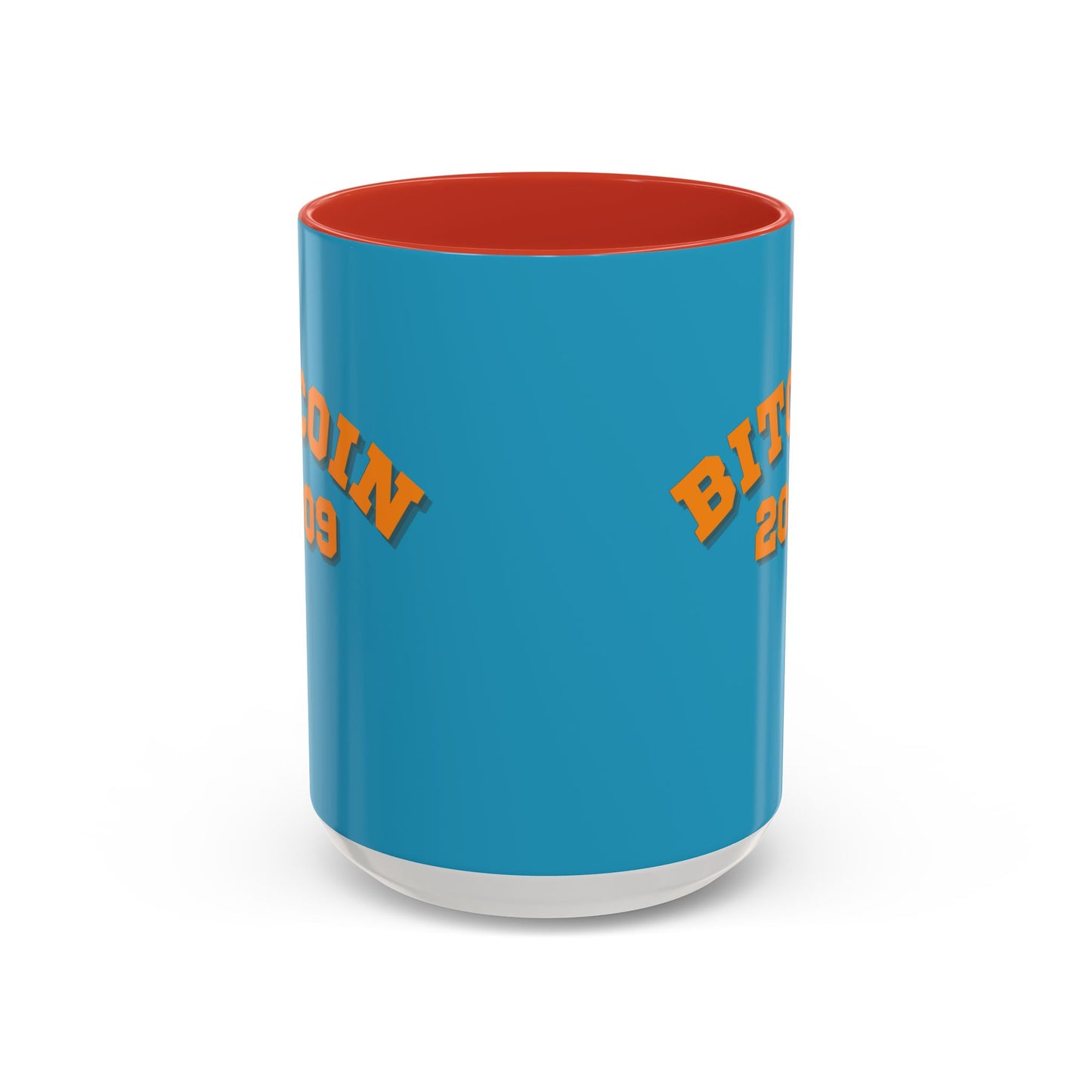 Bitcoin 2009 Turquoise Accent Mug by cypherpunkgear.com