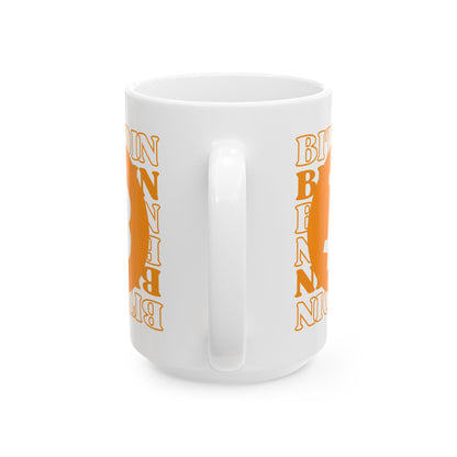 Bitcoin (BTC) White Mug by cypherpunkgear