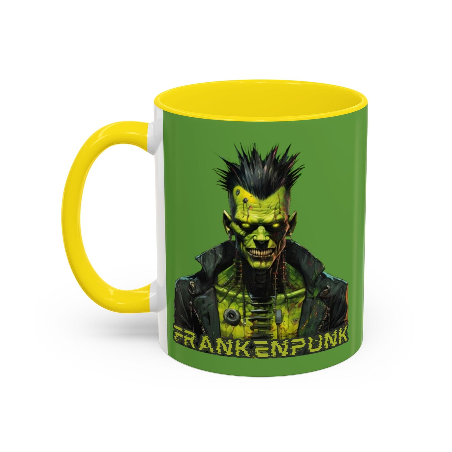 Frankenpunk Green Accent Mug by CreepyCrafts.boo