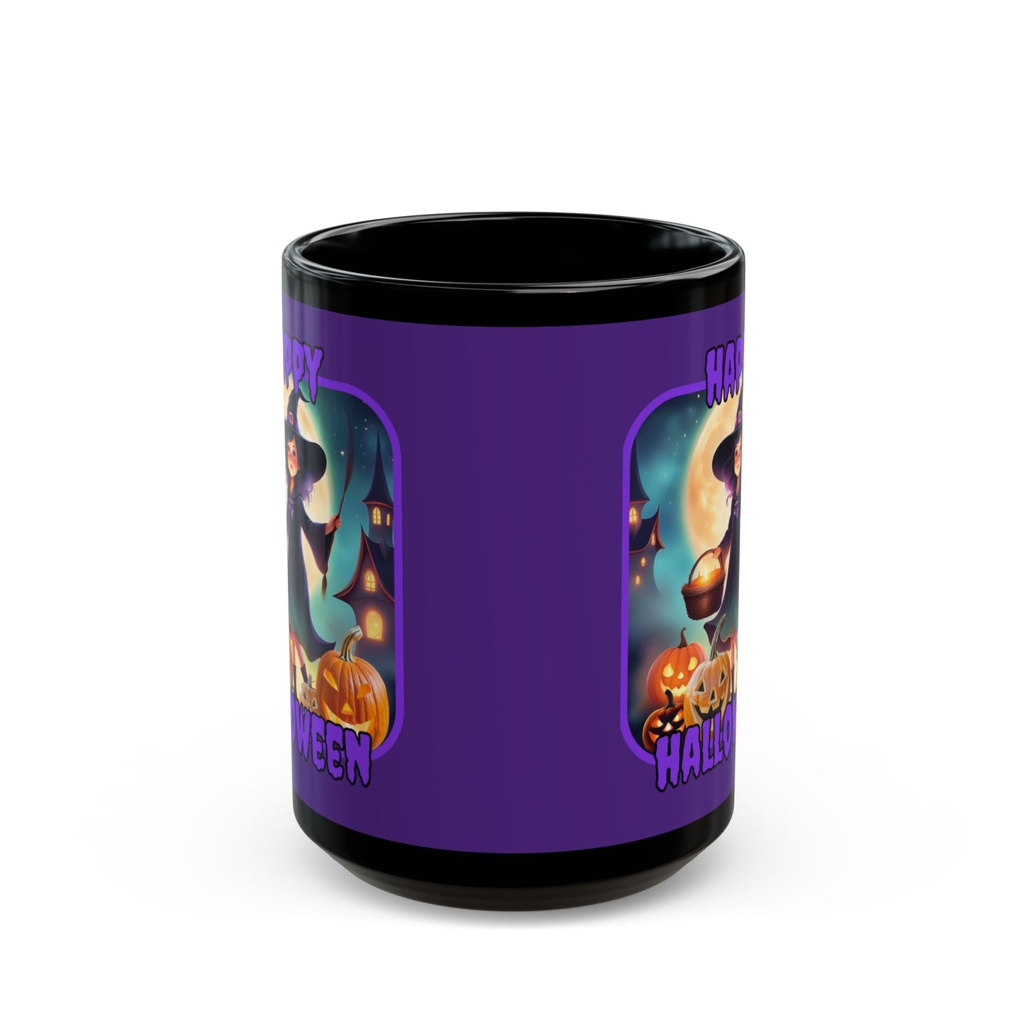 Happy Halloween Little Witch Purple font Purple Mug by CreepyCrafts.boo