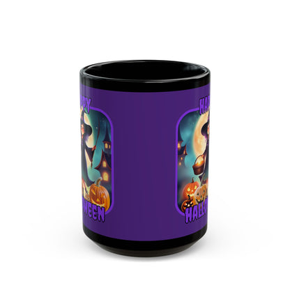 Happy Halloween Little Witch Purple font Purple Mug by CreepyCrafts.boo