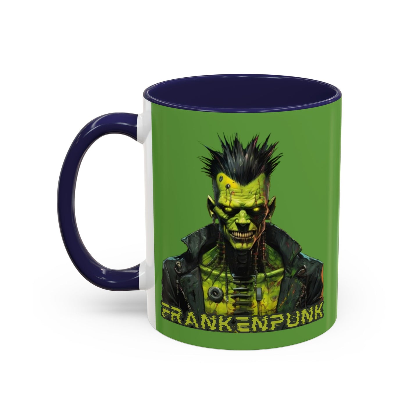 Frankenpunk Green Accent Mug by CreepyCrafts.boo