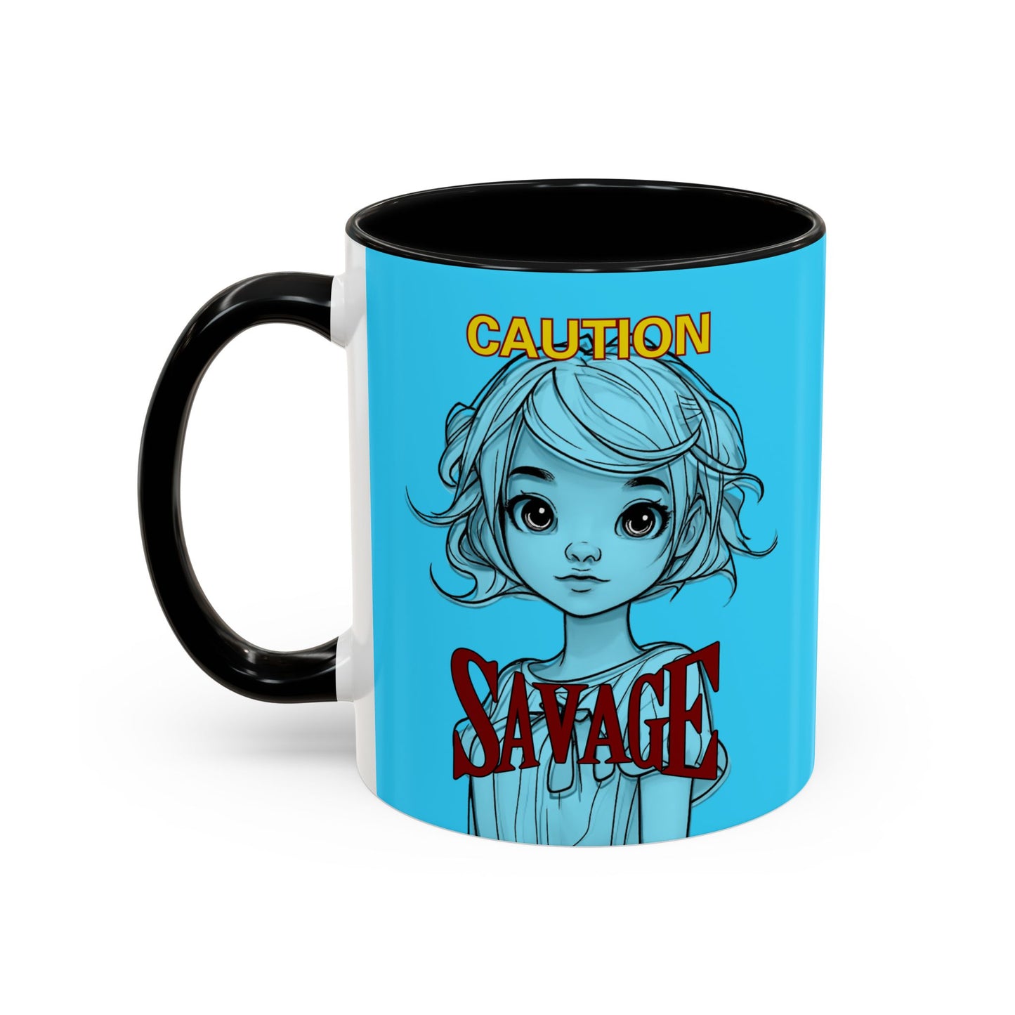 Caution, Savage Light Blue Accent Mug by cypherpunkgear.com