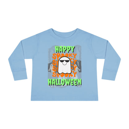 Spooky Happy Halloween Ghost GNfont Toddler Long Sleeve Tee by cypherpunkgear