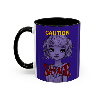 Caution, Savage Dark Purple Accent Mug by cypherpunkgear.com