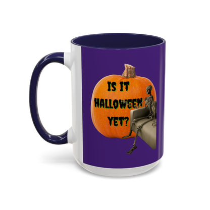 Is it Halloween yet? Skeleton's Giant Pumpkin Purple Accent Mug by CreepyCrafts.boo