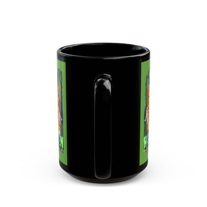 Spooky Happy Halloween Ghost Mixed font Green Mug by CreepyCrafts.boo