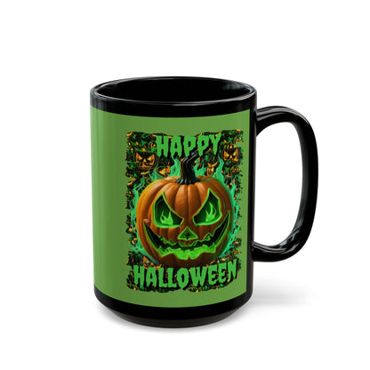 Happy Halloween Green Jack Green Mug by CreepyCrafts.boo